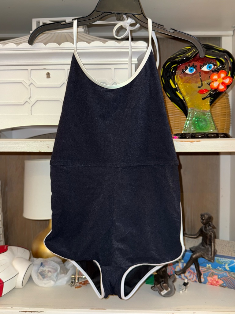 Gnash Swim Sz Large L Black Towelling One Piece Swimsuit Boyshorts — image 6 of 8